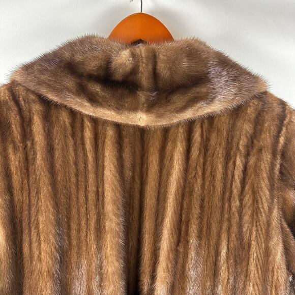 Vintage Furs Medium Brown Open Fur Overcoat by Richard Donald Womens Long Trench - Picture 12 of 15